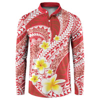 Plumeria Polynesian Coral Glitter Pattern Button Sweatshirt LT01 Coral - Polynesian Pride
