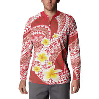 Plumeria Polynesian Coral Glitter Pattern Button Sweatshirt LT01 - Polynesian Pride