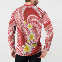 Plumeria Polynesian Coral Glitter Pattern Button Sweatshirt LT01 - Polynesian Pride