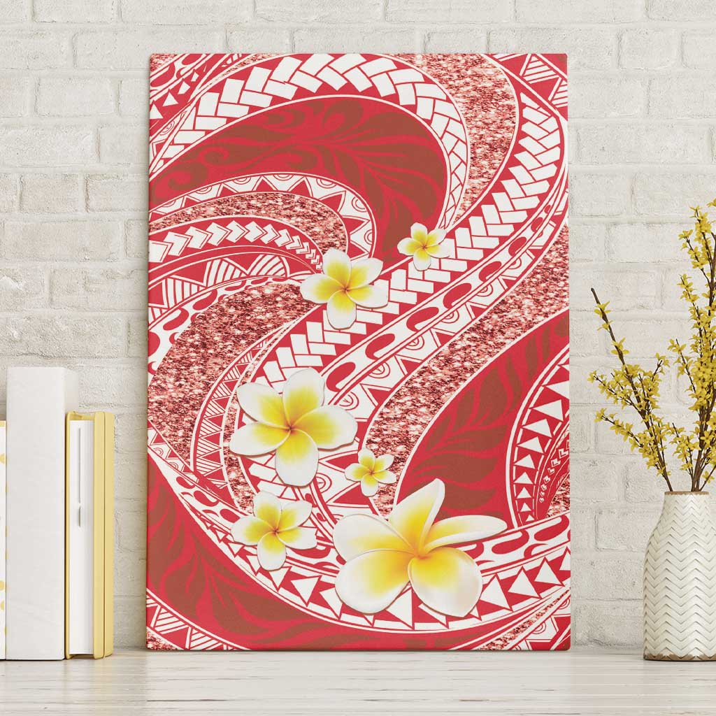 Plumeria Polynesian Coral Glitter Pattern Canvas Wall Art LT01 Without Frame Coral - Polynesian Pride
