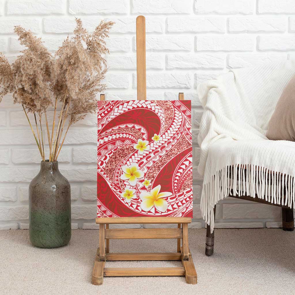 Plumeria Polynesian Coral Glitter Pattern Canvas Wall Art LT01 - Polynesian Pride