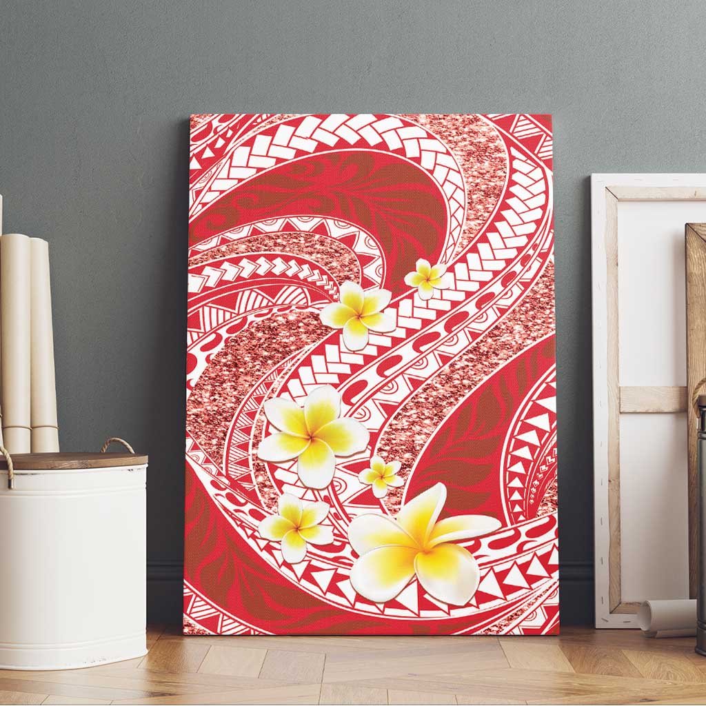 Plumeria Polynesian Coral Glitter Pattern Canvas Wall Art LT01 - Polynesian Pride