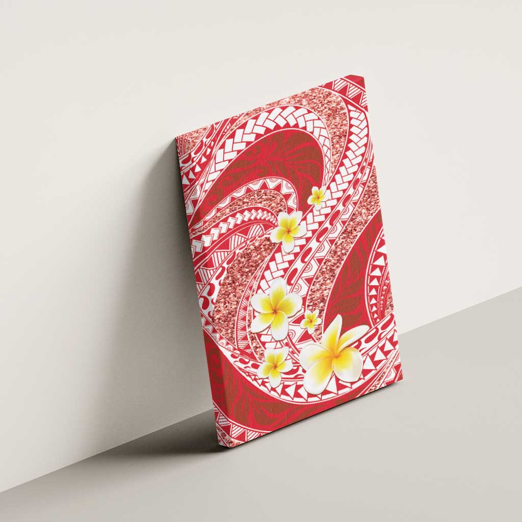 Plumeria Polynesian Coral Glitter Pattern Canvas Wall Art LT01 - Polynesian Pride