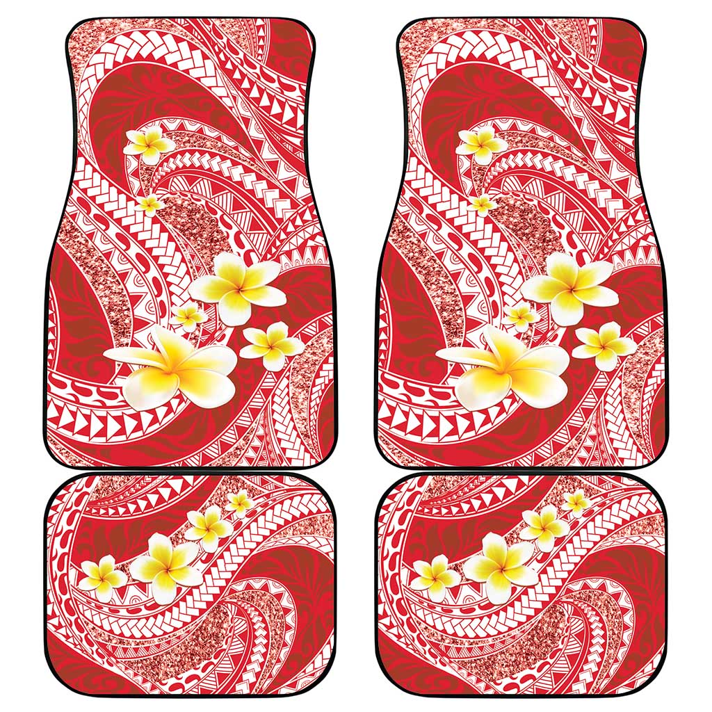 Plumeria Polynesian Coral Glitter Pattern Car Mats LT01 - Polynesian Pride
