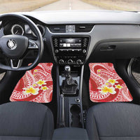 Plumeria Polynesian Coral Glitter Pattern Car Mats LT01 Set 2pcs - Front Coral - Polynesian Pride