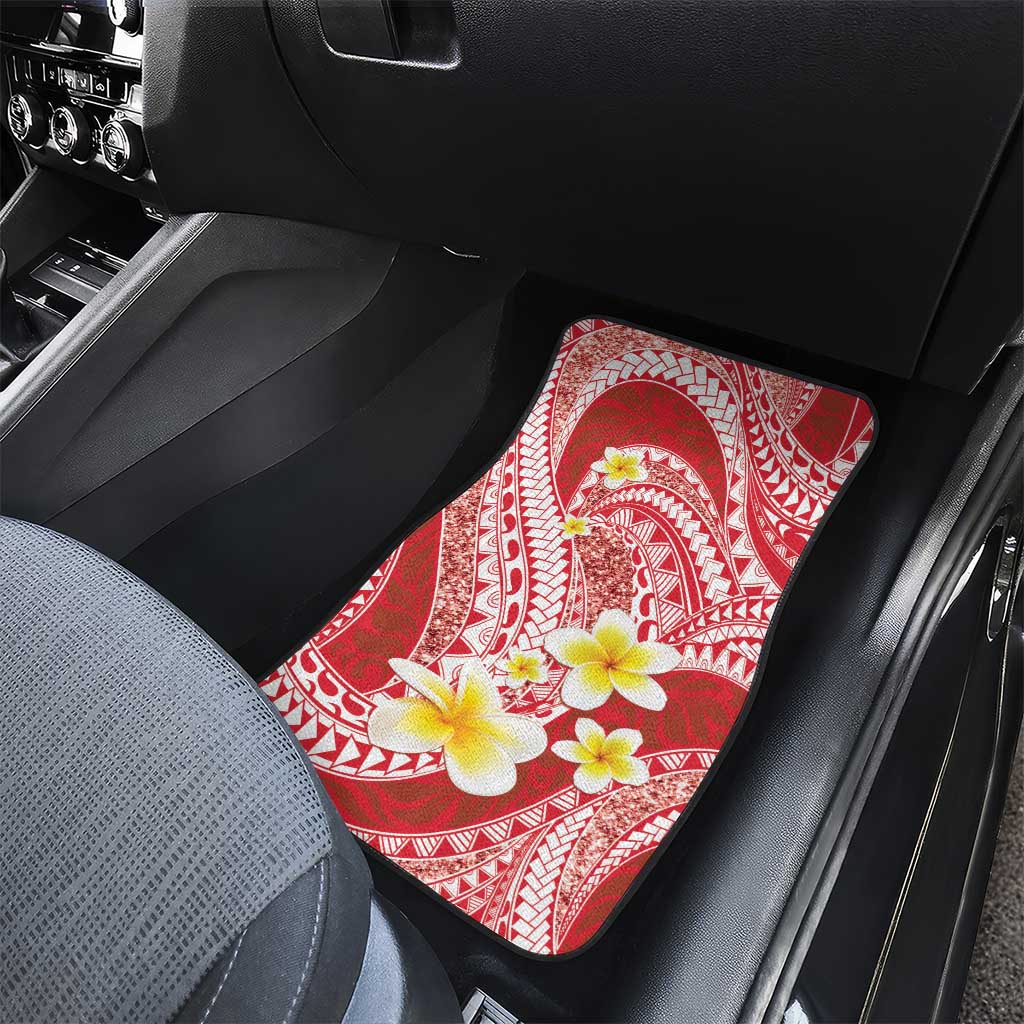 Plumeria Polynesian Coral Glitter Pattern Car Mats LT01 - Polynesian Pride