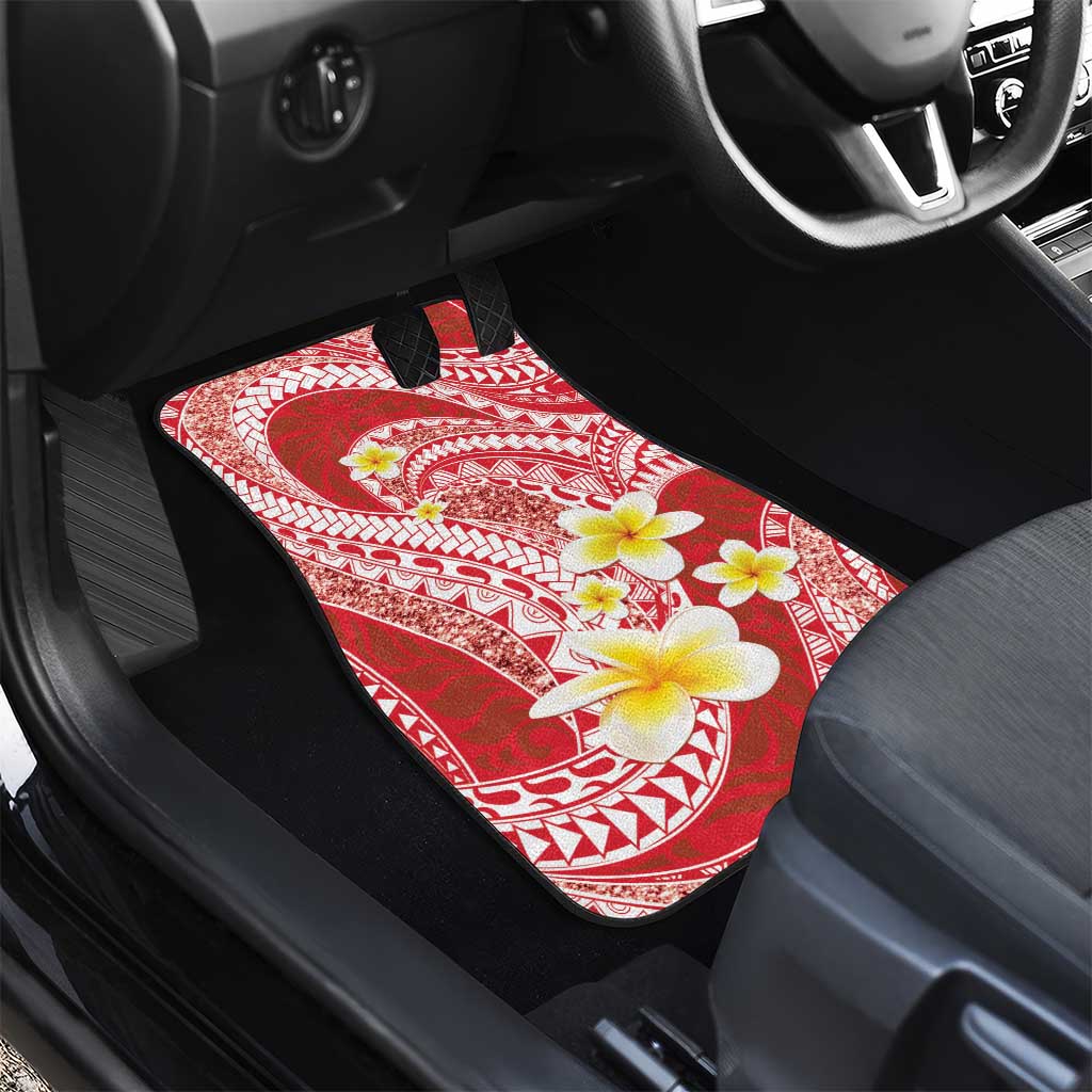 Plumeria Polynesian Coral Glitter Pattern Car Mats LT01 - Polynesian Pride