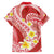 Plumeria Polynesian Coral Glitter Pattern Family Matching Off Shoulder Maxi Dress and Hawaiian Shirt
