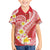 Plumeria Polynesian Coral Glitter Pattern Family Matching Off Shoulder Maxi Dress and Hawaiian Shirt