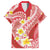 Plumeria Polynesian Coral Glitter Pattern Family Matching Summer Maxi Dress and Hawaiian Shirt