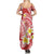 Plumeria Polynesian Coral Glitter Pattern Family Matching Summer Maxi Dress and Hawaiian Shirt