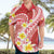 Plumeria Polynesian Coral Glitter Pattern Hawaiian Shirt