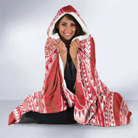 Plumeria Polynesian Coral Glitter Pattern Hooded Blanket LT01 - Polynesian Pride