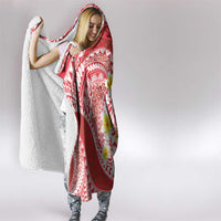 Plumeria Polynesian Coral Glitter Pattern Hooded Blanket LT01 - Polynesian Pride