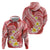 Plumeria Polynesian Coral Glitter Pattern Hoodie