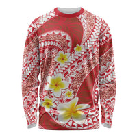 Plumeria Polynesian Coral Glitter Pattern Long Sleeve Shirt LT01 Unisex Coral - Polynesian Pride