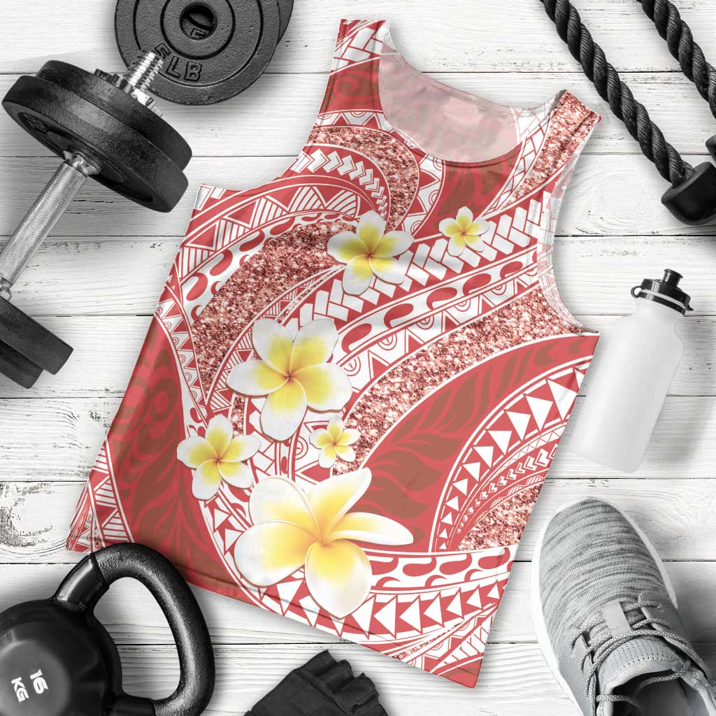 Plumeria Polynesian Coral Glitter Pattern Men Tank Top LT01 - Polynesian Pride