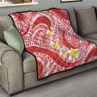 Plumeria Polynesian Coral Glitter Pattern Quilt