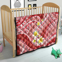 Plumeria Polynesian Coral Glitter Pattern Quilt