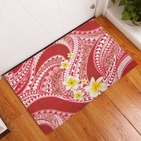 Plumeria Polynesian Coral Glitter Pattern Rubber Doormat LT01 - Polynesian Pride