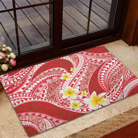 Plumeria Polynesian Coral Glitter Pattern Rubber Doormat LT01 - Polynesian Pride