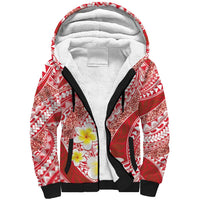 Plumeria Polynesian Coral Glitter Pattern Sherpa Hoodie LT01 Unisex Coral - Polynesian Pride