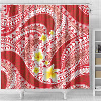 Plumeria Polynesian Coral Glitter Pattern Shower Curtain