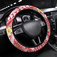 Plumeria Polynesian Coral Glitter Pattern Steering Wheel Cover LT01 Universal Fit Coral - Polynesian Pride