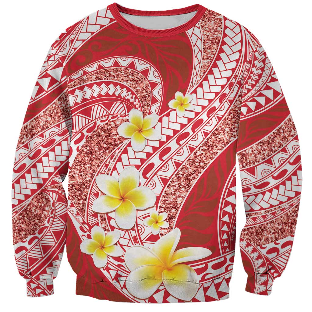 Plumeria Polynesian Coral Glitter Pattern Sweatshirt LT01 Unisex Coral - Polynesian Pride