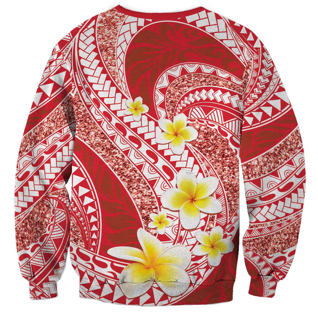 Plumeria Polynesian Coral Glitter Pattern Sweatshirt LT01 - Polynesian Pride