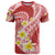 Plumeria Polynesian Coral Glitter Pattern T Shirt