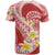 Plumeria Polynesian Coral Glitter Pattern T Shirt