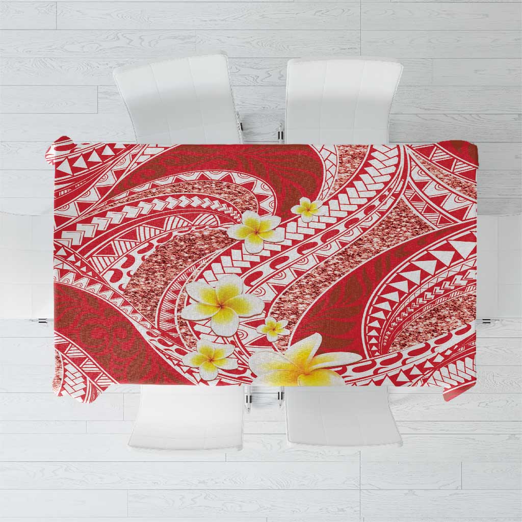 Plumeria Polynesian Coral Glitter Pattern Tablecloth LT01 Coral - Polynesian Pride