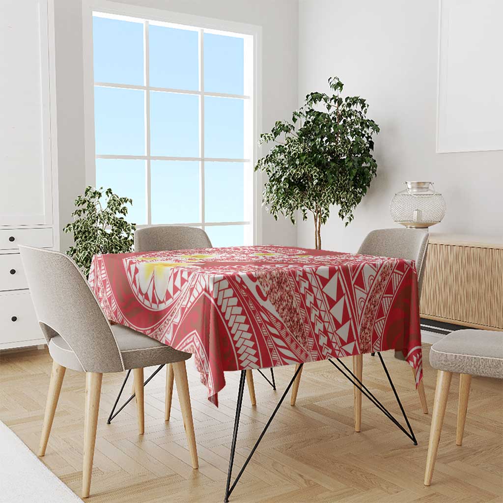 Plumeria Polynesian Coral Glitter Pattern Tablecloth LT01 - Polynesian Pride
