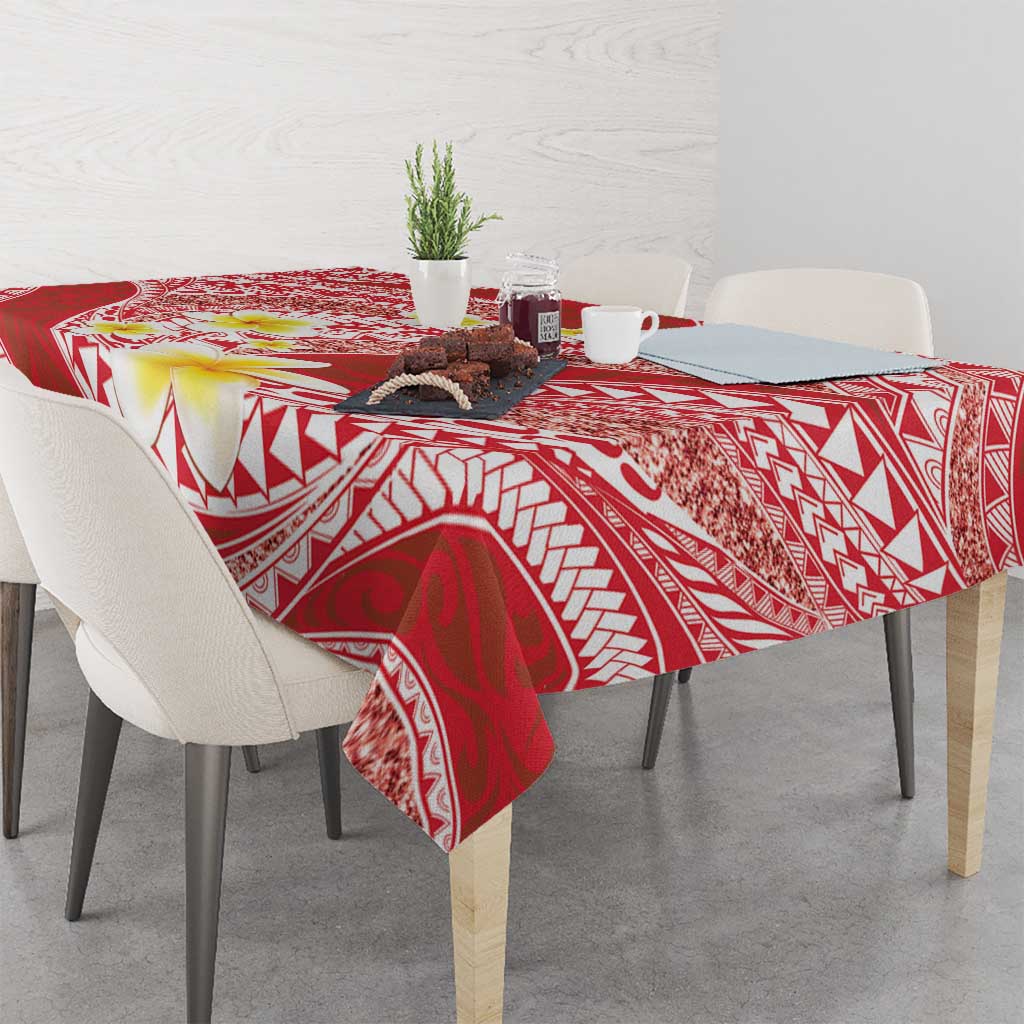 Plumeria Polynesian Coral Glitter Pattern Tablecloth LT01 - Polynesian Pride