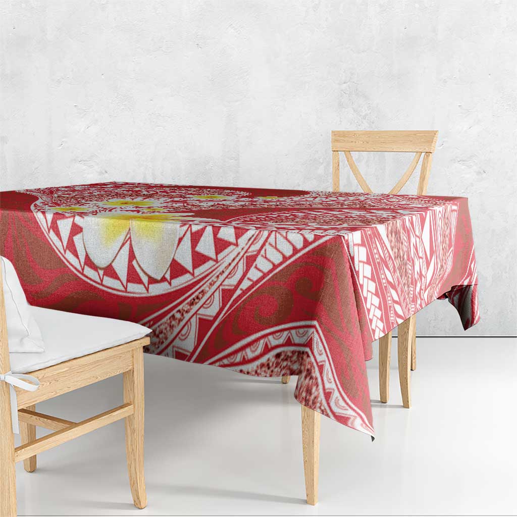 Plumeria Polynesian Coral Glitter Pattern Tablecloth LT01 - Polynesian Pride