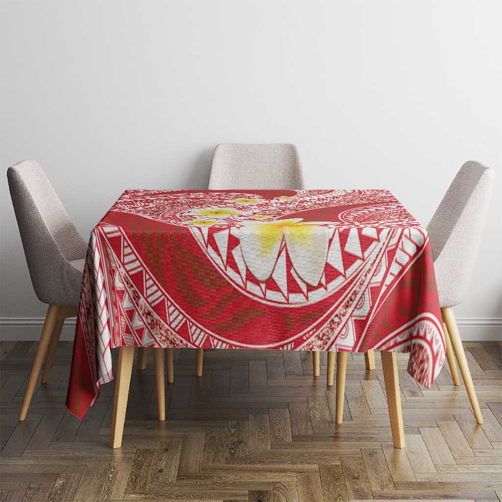 Plumeria Polynesian Coral Glitter Pattern Tablecloth LT01 - Polynesian Pride