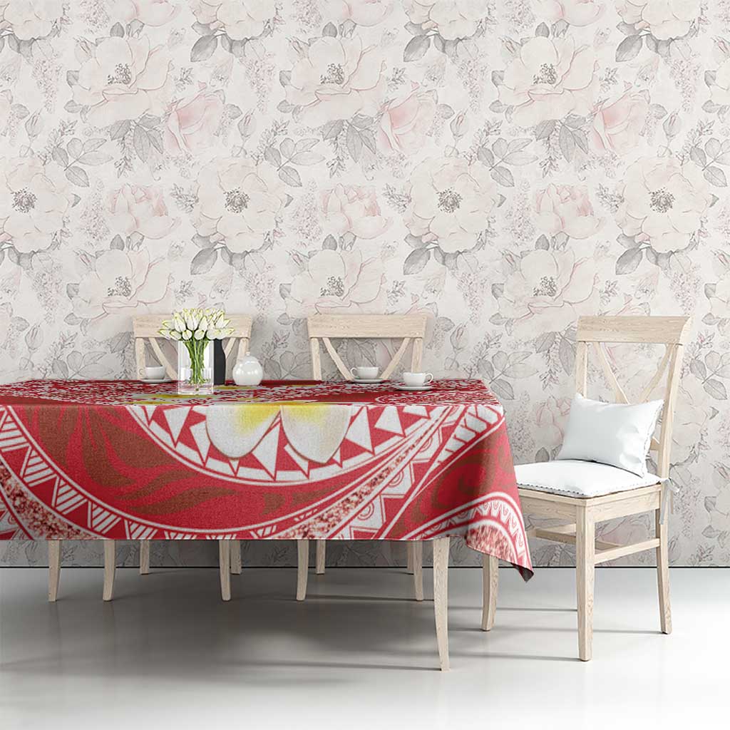 Plumeria Polynesian Coral Glitter Pattern Tablecloth LT01 - Polynesian Pride
