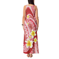 Plumeria Polynesian Coral Glitter Pattern Tank Maxi Dress LT01 - Polynesian Pride