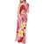 Plumeria Polynesian Coral Glitter Pattern Tank Maxi Dress