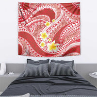 Plumeria Polynesian Coral Glitter Pattern Tapestry