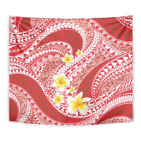 Plumeria Polynesian Coral Glitter Pattern Tapestry