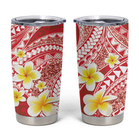 Plumeria Polynesian Coral Glitter Pattern Tumbler Cup LT01 Coral - Polynesian Pride