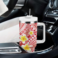 Plumeria Polynesian Coral Glitter Pattern Tumbler With Handle LT01 - Polynesian Pride