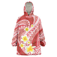 Plumeria Polynesian Coral Glitter Pattern Wearable Blanket Hoodie LT01 One Size Coral - Polynesian Pride