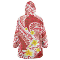 Plumeria Polynesian Coral Glitter Pattern Wearable Blanket Hoodie LT01 - Polynesian Pride