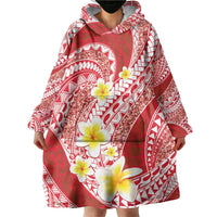 Plumeria Polynesian Coral Glitter Pattern Wearable Blanket Hoodie LT01 - Polynesian Pride