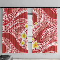 Plumeria Polynesian Coral Glitter Pattern Window Curtain LT01 With Hooks Coral - Polynesian Pride
