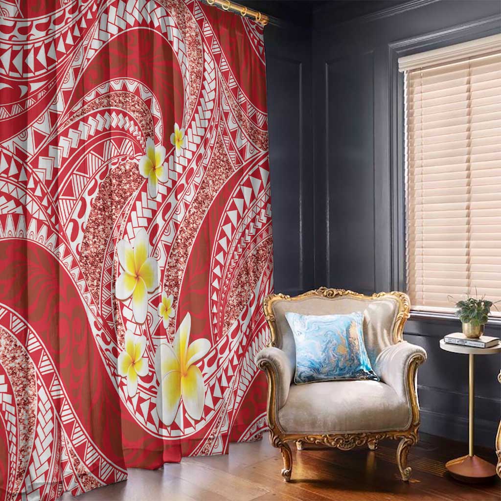 Plumeria Polynesian Coral Glitter Pattern Window Curtain LT01 - Polynesian Pride
