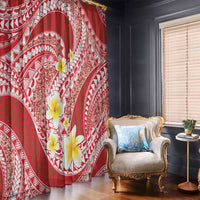 Plumeria Polynesian Coral Glitter Pattern Window Curtain LT01 - Polynesian Pride